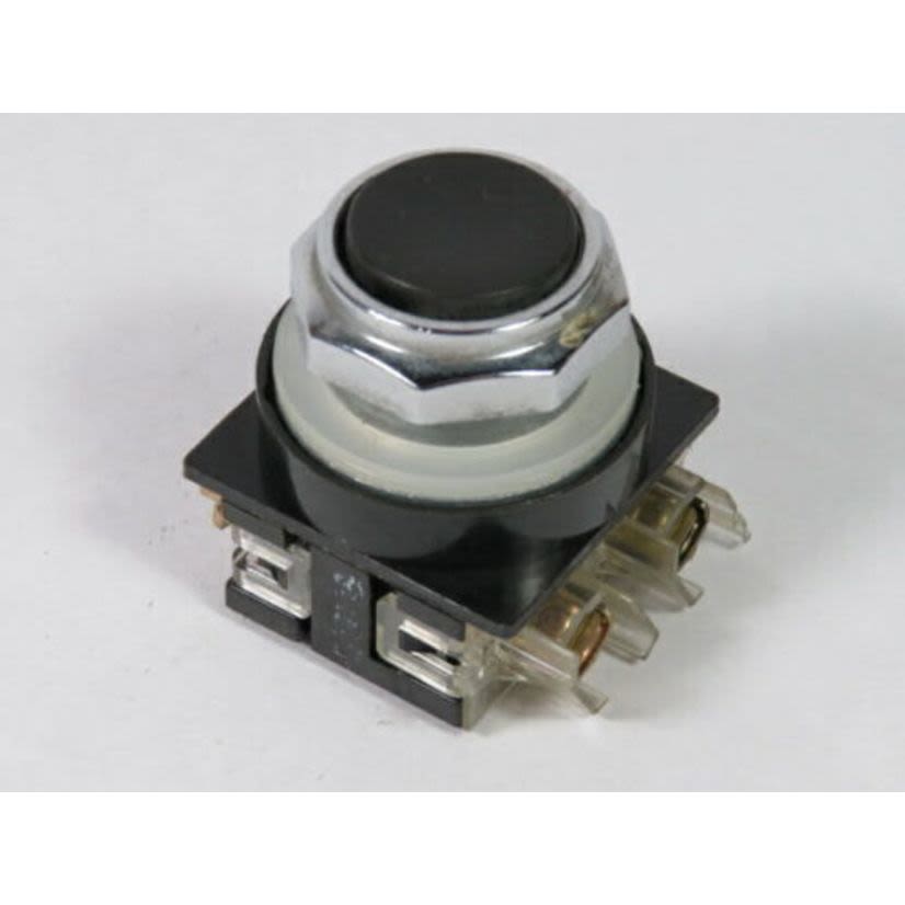 General Electric GE Industrial Solutions CR104PBG91B1 Heavy Duty Oiltight/Watertight Standard Non-Illuminated Pushbutton, 30.5 mm, 1NO-1NC, Black